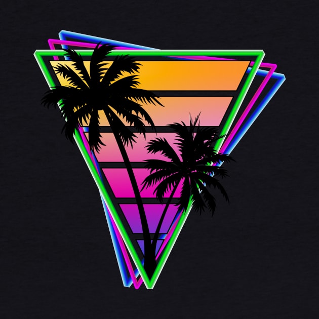 Synthwave style palm tree sunset Orange by Brobocop